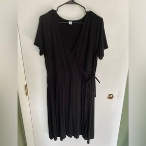 Black Wrap Short Sleeve Dress